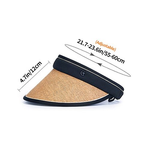 Outdoor Empty Top Sun Hat Summer Beach Sun Hat Uv Protection Lady Casual Shade Letter Straw Visor Cap