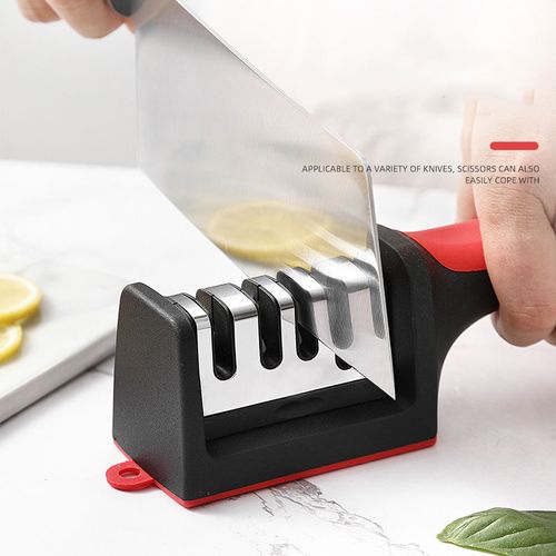 4 in 1 Multifunction Knife Sharpener Non-Slip Kitchen Utensil Manual Knife Sharpeners with Non-slip Base