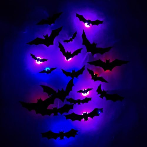 3D Spooky Halloween Bats Party Scary Bat Murals DIY Home Window Decoration Removable LED Bat Stickers for Halloween Wall Decor