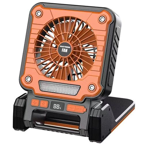 Solar Fan With Solar Panel Portable Rechargeable Fan Battery Display Powerbank LED Light Outdoor Fan ventilador recargable