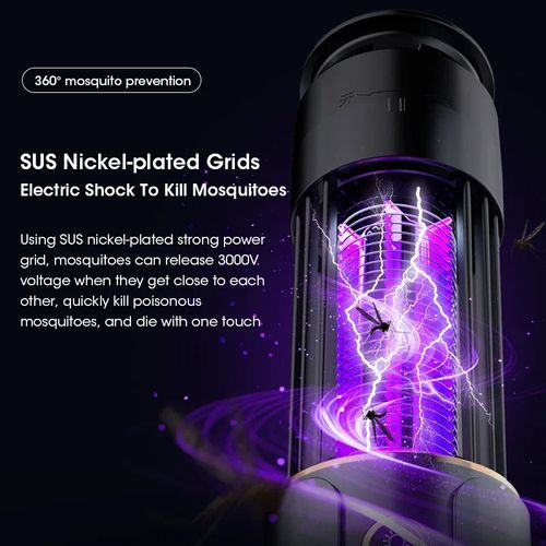 Mosquito Lamp - USB Electric Mosquito Swatter Fly Trap Repellent Lantern Timing Function for Camping