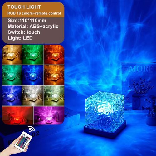 Luminous 3D Crystal Lamp Water Ripple Night LampHome Decor Square Cube Crystal Night Light Led 16 Colors Night Light