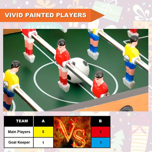 Wooden Mini Foosball Table: Portable Tabletop Soccer Game With High-Quality Plastic Figures & Rods, Easy Fold & Store Design, Perfect For Adults & 14+, Ideal Gift For Holidays, Celebrations