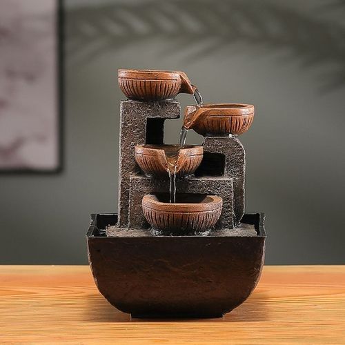 1pc Resin Tabletop Waterfall Fountain, USB Powered Indoor Desktop Flowing Water Feature, Relaxing Feng Shui Decoration, with Operating Voltage ≤36V for Various Room Types