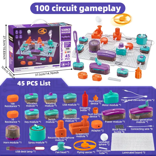 STEM Circuit Building Science Experiment Kit with Voice Control & Recording - All-in-One Electronics Construction Set with Safety Interlocks, Step-by-Step Projects & Adults, Birthday-Christmas-Thanksgiving-Halloween Gift (Batteries Not Included) - White & Blue Learning System for Home & - Ideal & - Easy-to-Use STEM for Hands-On Learning & Family Fun