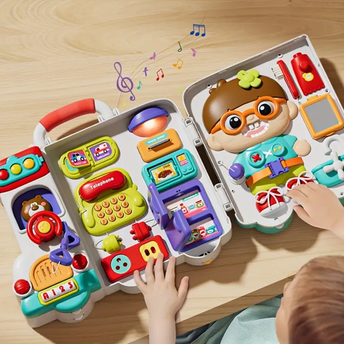 54-in-1 Musical Busy Board Toy with 54 Interactive Sensory Toys in One - Bilingual Learning, - Material, 1-3 Year Old Boys &, 1+ Year Old Learning Gifts