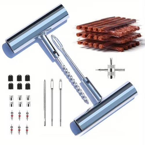 58pcs Auto Tire Repair Set Puncture Repair Tools Car Van Motorcycle Bike Emergency Heavy Duty Tubeless Tire Repair Rivet Set, Roadside Assistance, Heavy duty Tools, High quality Rivets, Sturdy Materials, Tire Patch Kit, Emergency Kits, Bike