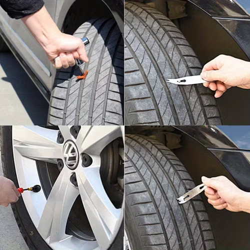 58pcs Auto Tire Repair Set Puncture Repair Tools Car Van Motorcycle Bike Emergency Heavy Duty Tubeless Tire Repair Rivet Set, Roadside Assistance, Heavy duty Tools, High quality Rivets, Sturdy Materials, Tire Patch Kit, Emergency Kits, Bike