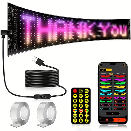 Programmable LED Sign, APP Control, Scrolling Text, Graffiti, USB Power Supply, Night Light Emission, Multiple Sizes In Color, Suitable For Store Signs, Car Decoration, Digital Signage, Parties, Halloween And Christmas Decoration