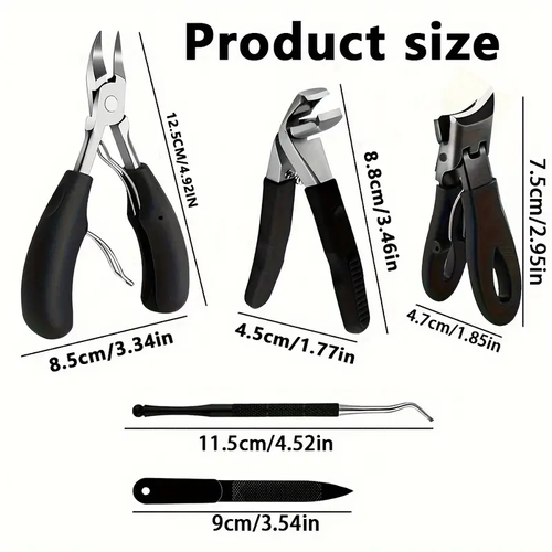 5pcs thick nail clipper set - heavy-duty podiatrist grade, stainless steel blades with easy to grip handle, suitable for inward and thick toes, suitable for inward and thick toes