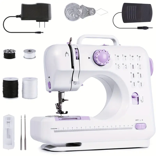 Portable Electric Sewing Machine Pro with 12 Stitches Patterns, Adjustable Speed, Overlock, Sewing Machine Parents, Beginners, Hobbyists, Lightweight, Easy to Use, Perfect for Repair, DIY, Crafting., Crafting Machine, Easytouse Machine, Compact