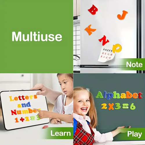 Colorful Alphabet and Vocabulary Education Toy Set - Magnetic Letters and Numbers, Learning Spelling and Counting Game, Refrigerator Magnets, USATDD