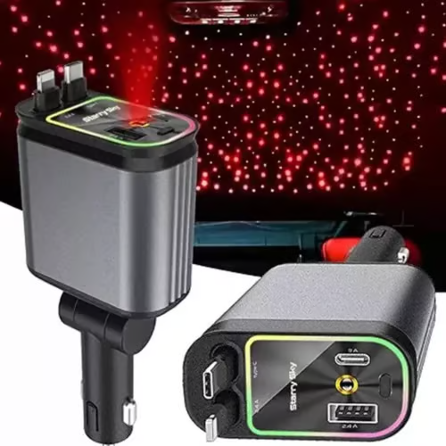 🔥120W 4-in-1 Car Phone Charger With Star Light 10 Reviews