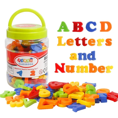 Colorful Alphabet and Vocabulary Education Toy Set - Magnetic Letters and Numbers, Learning Spelling and Counting Game, Refrigerator Magnets, USATDD