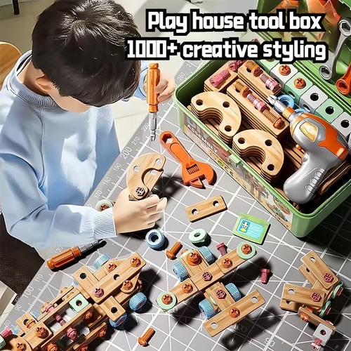 144pcs - Children's Screw Tool Box Toy, Screw Disassembly, DIY Puzzle Hands on Assembly, Multi functional Assembly Toy, Available in Multiple Shapes, New Products for Back to School Season