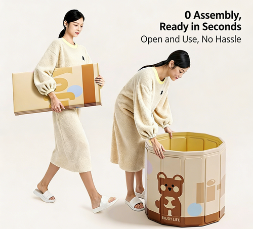 Baby Loves Splashing, Mom Relaxes!Foldable Thermostatic Bathtub, Unfold & Use in 1 Second