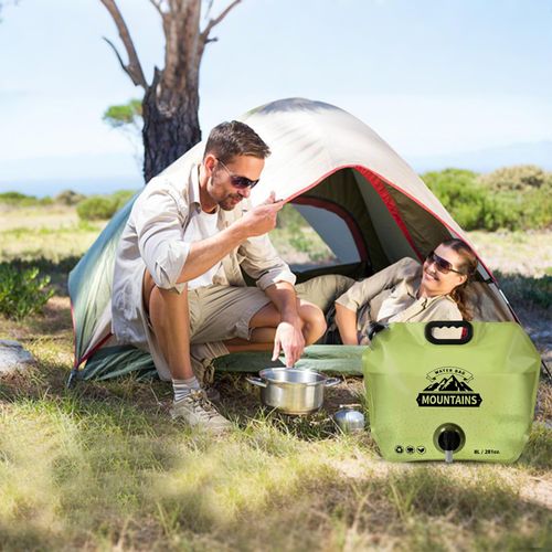🔥Buy One Get Two🔥 COD！Portable Foldable Water Storage Bag 2 Gallon | Leak Proof Tap Design Safe Drinking Water Container | Durable Collapsible Water Jug For Home Use Outdoor Camping Emergency Survival | Green 2 Pack