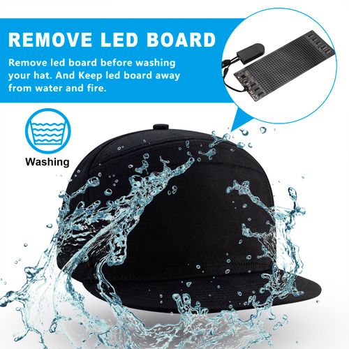 🔥Hot Seller🔥 COD！Bluetooth LED Display Baseball Cap | Custom Text Pattern Smart Glowing Hat | Adjustable Size | Party Night Event | Fashion Hat For Men Women Youth | Kenya Daily Wear | Mystery Black