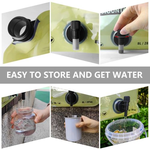 🔥Buy One Get Two🔥 COD！Portable Foldable Water Storage Bag 2 Gallon | Leak Proof Tap Design Safe Drinking Water Container | Durable Collapsible Water Jug For Home Use Outdoor Camping Emergency Survival | Green 2 Pack
