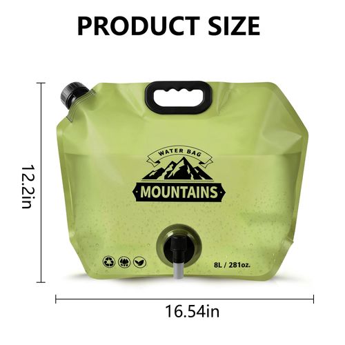 🔥Buy One Get Two🔥 COD！Portable Foldable Water Storage Bag 2 Gallon | Leak Proof Tap Design Safe Drinking Water Container | Durable Collapsible Water Jug For Home Use Outdoor Camping Emergency Survival | Green 2 Pack