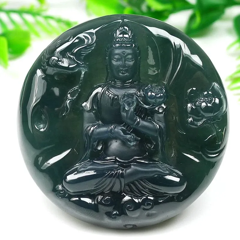 060-Guanyin Buddha Jade Pendant – Hand-Carved Natural Guatemala Jadeite Pendant | Symbol of Compassion & Protection