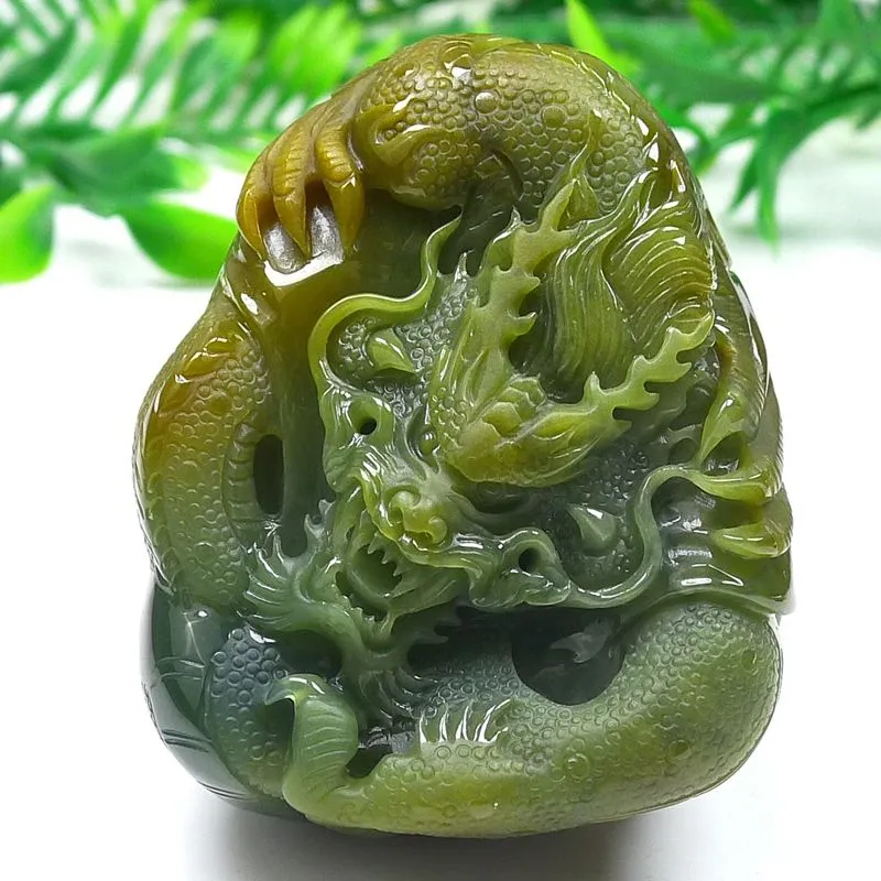 117-One-of-a-Kind Yellow Guatemala Jade Dragon Pendant – Hand-Carved, Certified Natural Jadeite