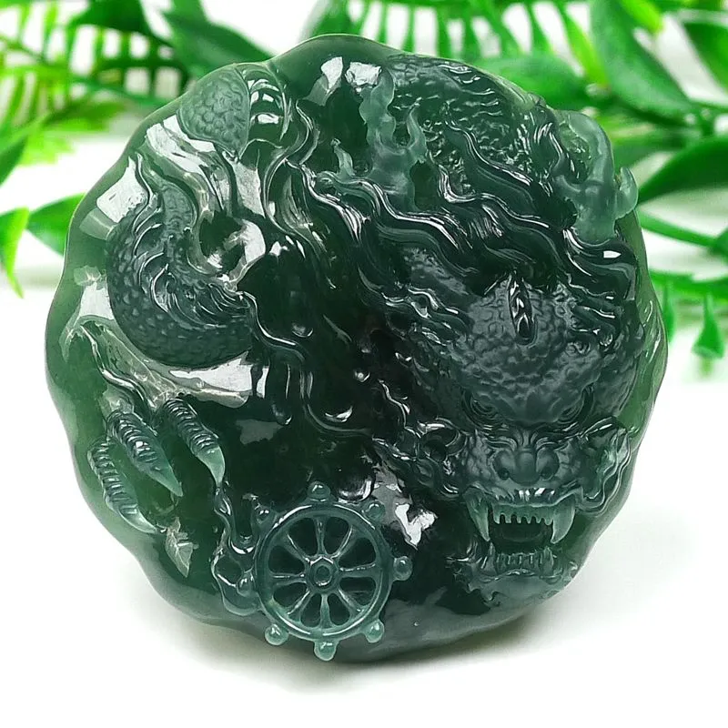 020-One-of-a-Kind Blue Guatemala Jade Dragon Pendant – Hand-Carved, Certified Natural Jadeite