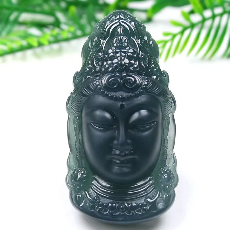 051-Guanyin Head Jade Buddha Pendant – Hand-Carved Buddhist Amulet in Natural Guatemala Jadeite