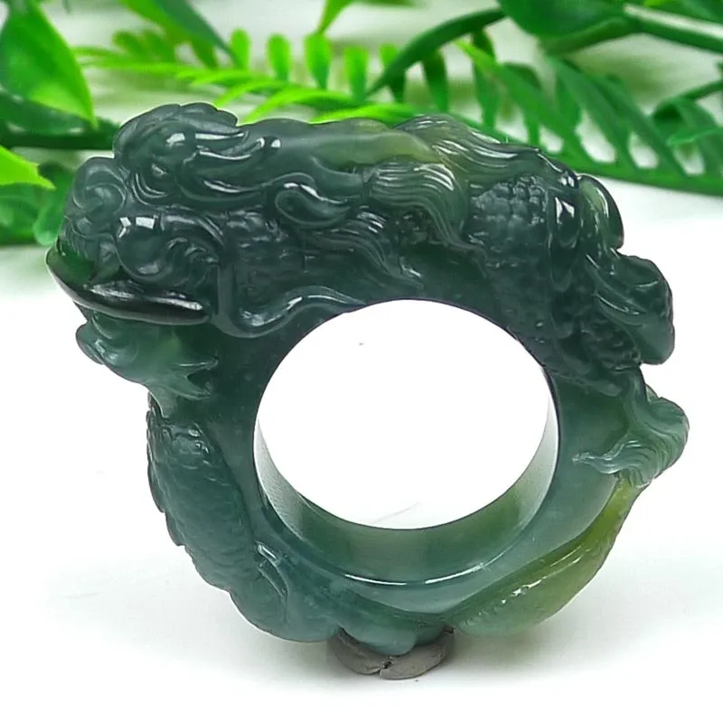 074-Hand-Carved Jade Dragon Ring – Natural Guatemala Jadeite | Unique Power & Prosperity Symbol