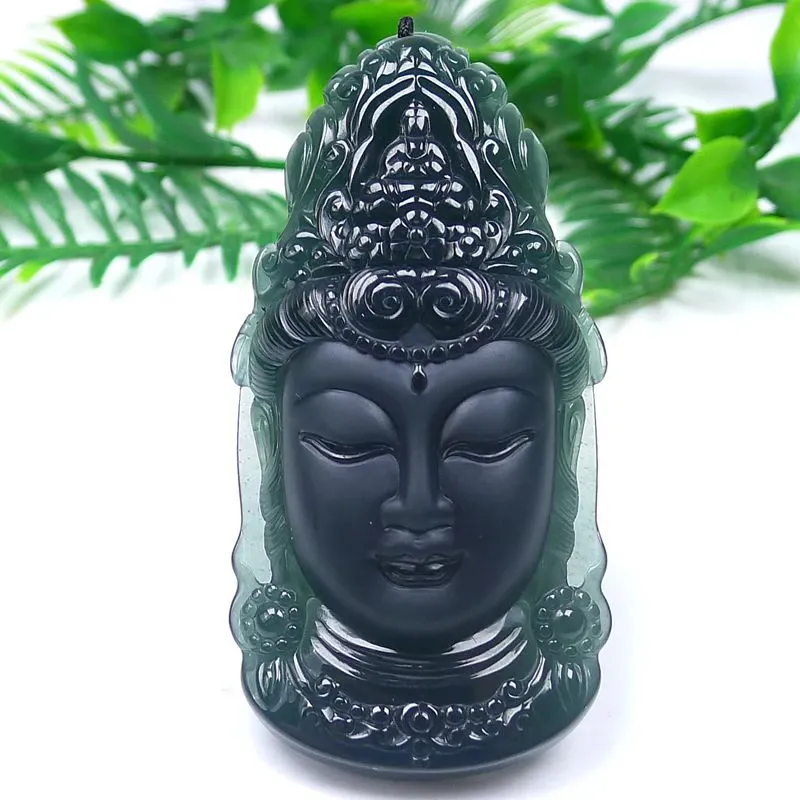 049-Guanyin Head Jade Buddha Pendant – Hand-Carved Buddhist Amulet in Natural Guatemala Jadeite