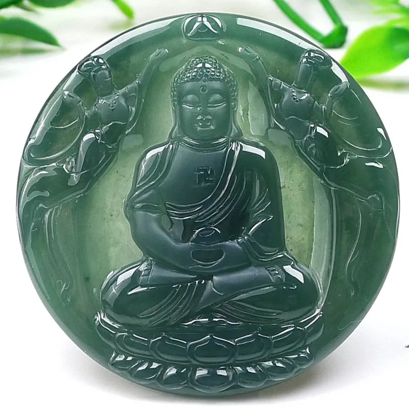 118-Vairocana Buddha Jade Pendant – Hand-Carved Natural Guatemala Jadeite | Symbol of Enlightenment & Inner Peace