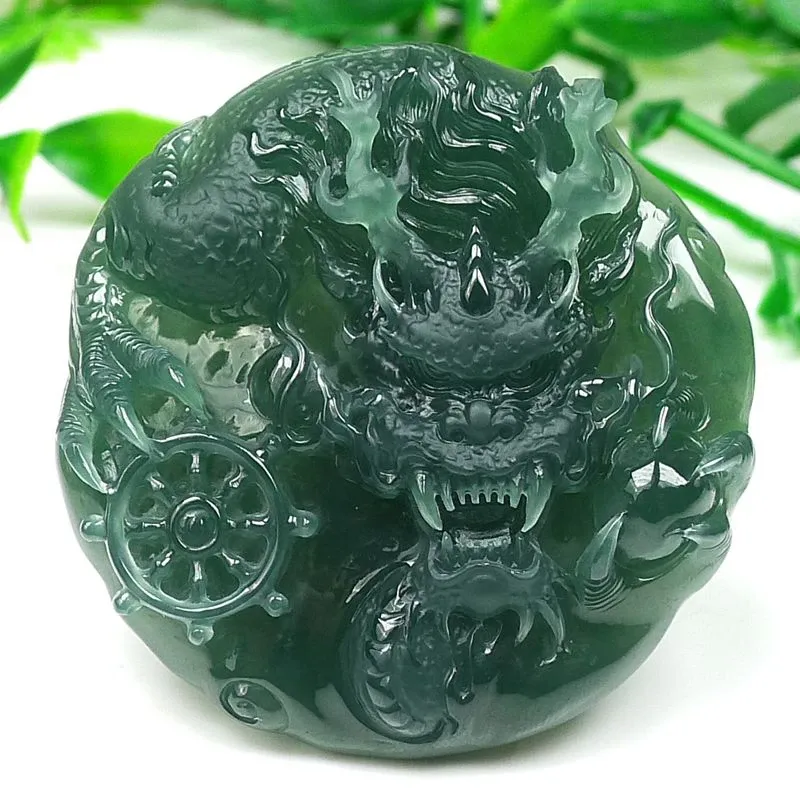023-One-of-a-Kind Blue Guatemala Jade Dragon Pendant – Hand-Carved, Certified Natural Jadeite
