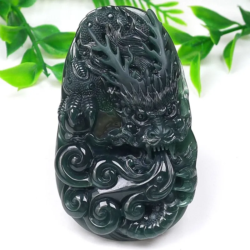 014-One-of-a-Kind Blue Guatemala Jade Dragon Pendant – Hand-Carved, Certified Natural Jadeite