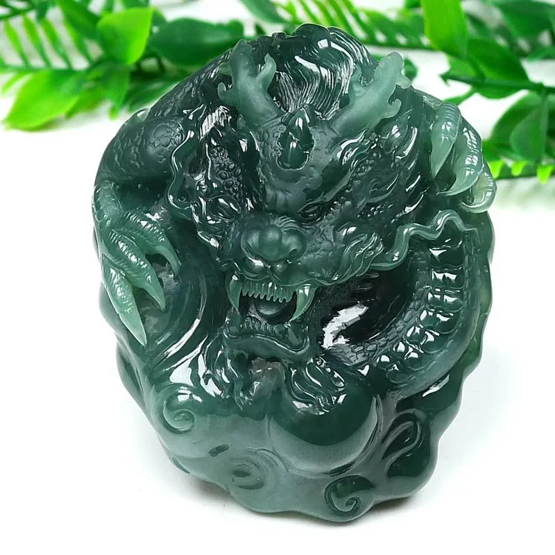 019-One-of-a-Kind Blue Guatemala Jade Dragon Pendant – Hand-Carved, Certified Natural Jadeite