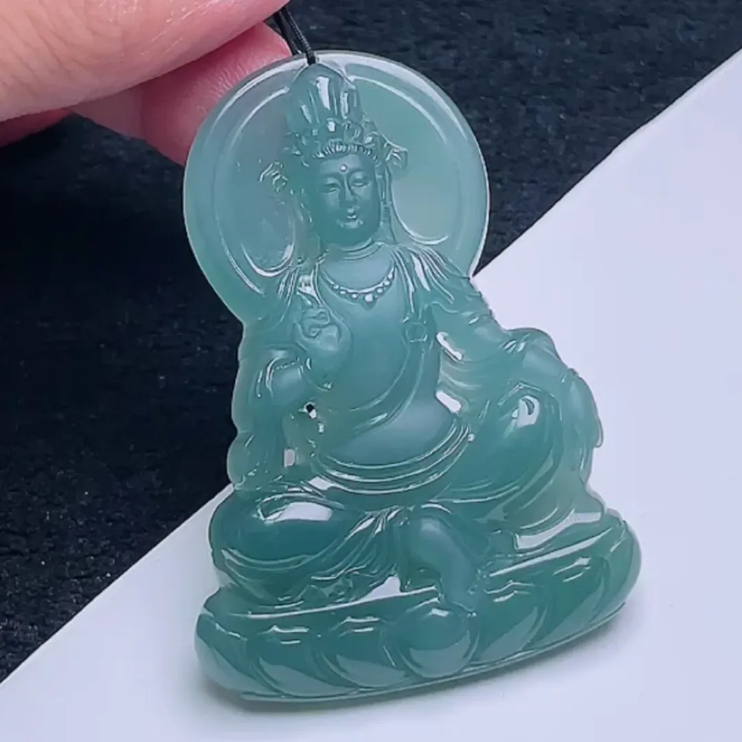 124-Guanyin Buddha Jade Pendant – Hand-Carved Natural Guatemala Jadeite Pendant | Symbol of Compassion & Protection