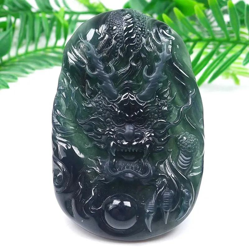 022-One-of-a-Kind Blue Guatemala Jade Dragon Pendant – Hand-Carved, Certified Natural Jadeite