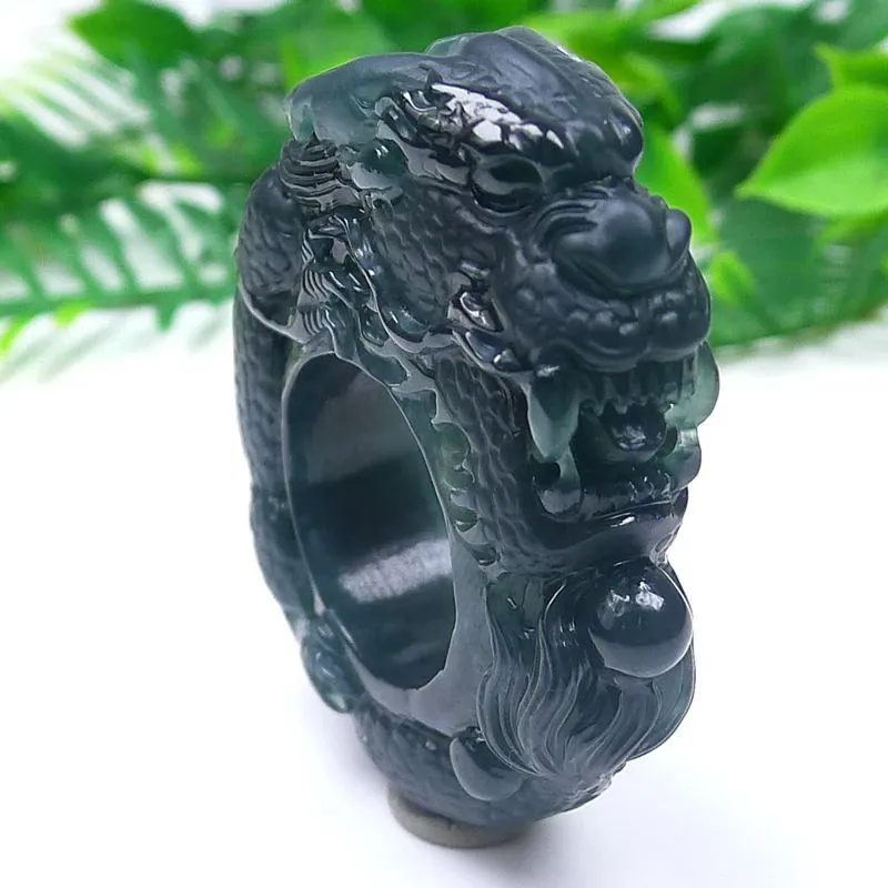 073-Hand-Carved Jade Dragon Ring – Natural Guatemala Jadeite | Unique Power & Prosperity Symbol