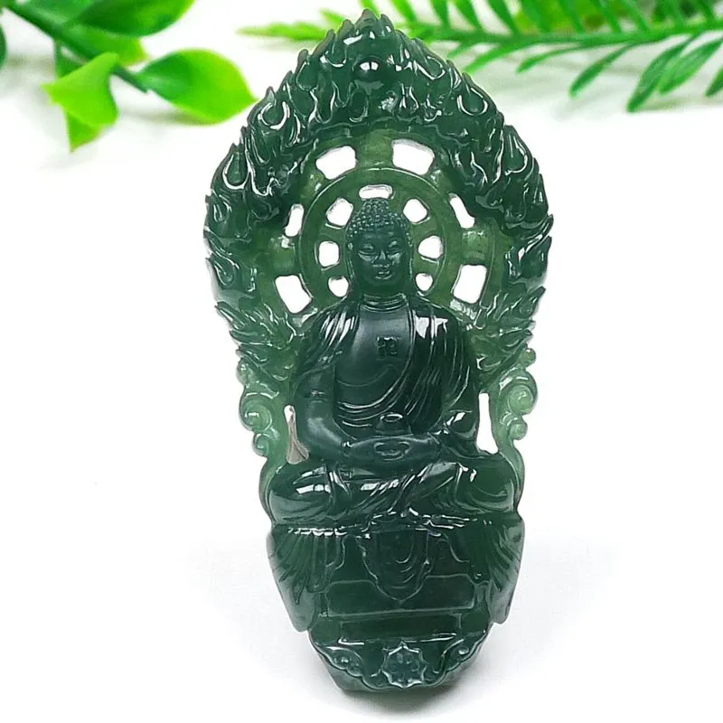 045-Vairocana Buddha Jade Pendant – Hand-Carved Natural Guatemala Jadeite | Symbol of Enlightenment & Inner Peace
