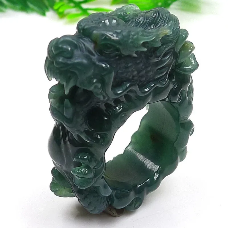 072-Hand-Carved Jade Dragon Ring – Natural Guatemala Jadeite | Unique Power & Prosperity Symbol