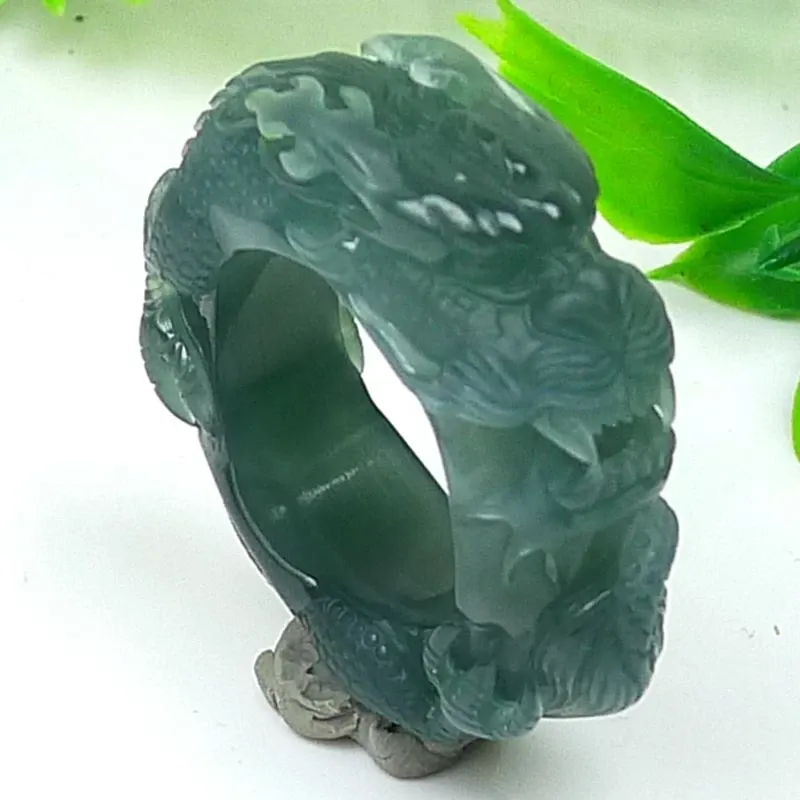 075-Hand-Carved Jade Dragon Ring – Natural Guatemala Jadeite | Unique Power & Prosperity Symbol