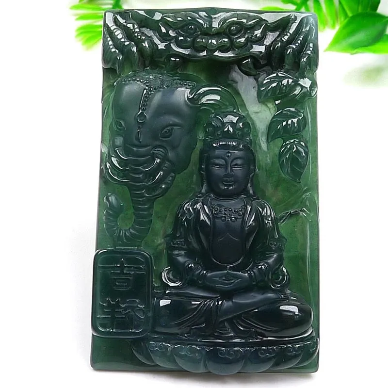 056-Guanyin Buddha Jade Pendant – Hand-Carved Natural Guatemala Jadeite Pendant | Symbol of Compassion & Protection
