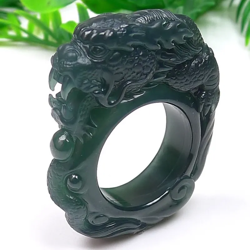 076-Hand-Carved Jade Dragon Ring – Natural Guatemala Jadeite | Unique Power & Prosperity Symbol
