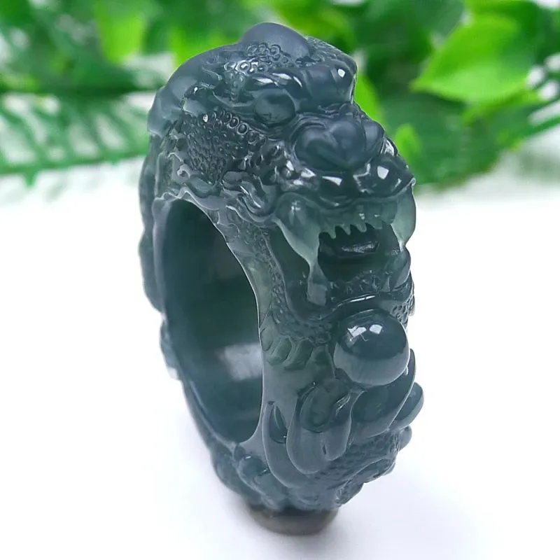 078-Hand-Carved Jade Dragon Ring – Natural Guatemala Jadeite | Unique Power & Prosperity Symbol
