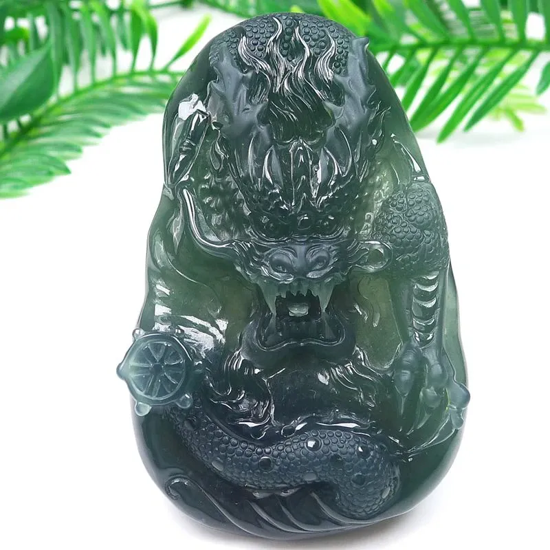 017-One-of-a-Kind Blue Guatemala Jade Dragon Pendant – Hand-Carved, Certified Natural Jadeite