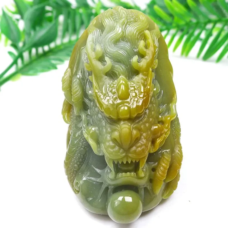 016-One-of-a-Kind Yellow Guatemala Jade Dragon Pendant – Hand-Carved, Certified Natural Jadeite