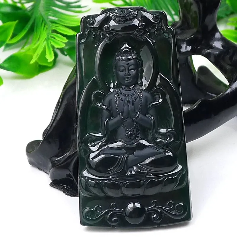 059-Guanyin Buddha Jade Pendant – Hand-Carved Natural Guatemala Jadeite Pendant | Symbol of Compassion & Protection