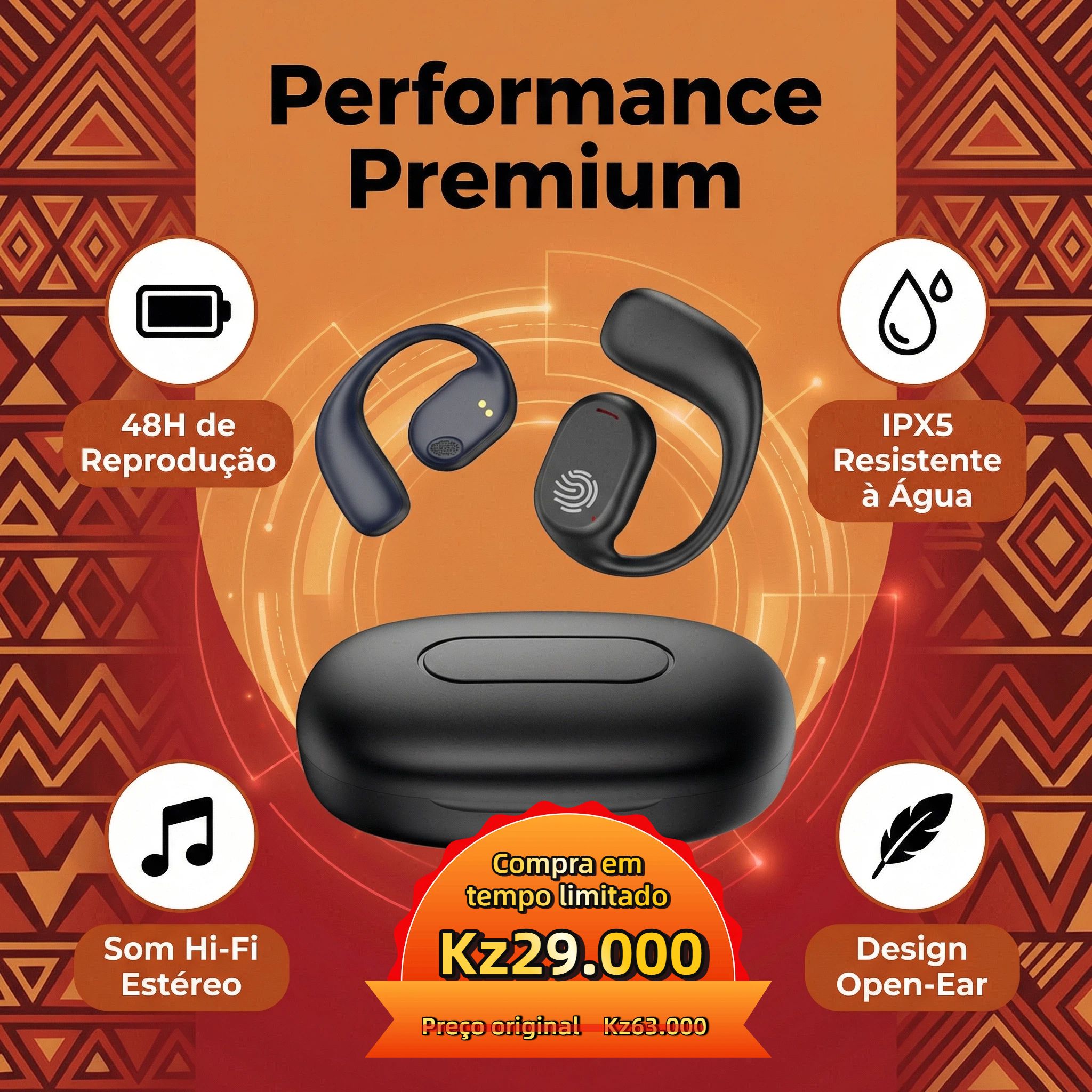 🎧 48 Horas de Música sem Parar! Auscultador Desportivo Bluetooth 🎧 —— Usa Uma ou Duas Orelhas, Perfeito para Desporto e Dia a Dia!