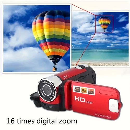 Máquina de câmera com tela giratória de LED de 270°, equipada com câmera de zoom digital 16x, 1080P, exibição de tela de 2, 4 polegadas, nova câmera de grande angular hd, câmera de vídeo portátil