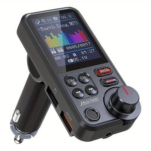 Black big screen car MP3 player, música de disco usb, kit de carro bluetooth, ajuste de modo do transmissor fm equalizador, carregamento rápido de carro de disco u