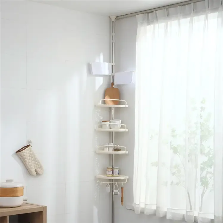 CX-510 Punch-free Bathroom Corner Shelves Stretchable Storage Rack Shower Soap Holder Toilet Corner Shelf